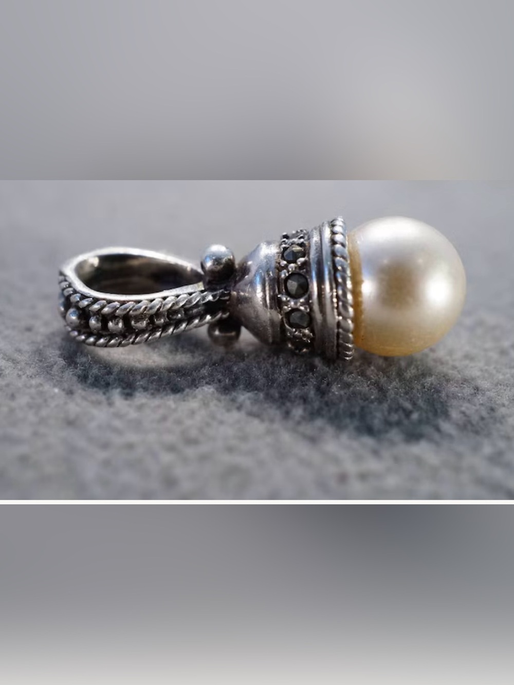 Silpada Sterling Silver Retired Pearl with Marcaites Pendant 925 RARE